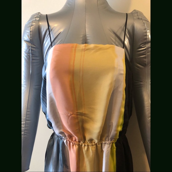 New HYPE 100% SILK DRESS Multicolor Asymmetrical L - Picture 3 of 10